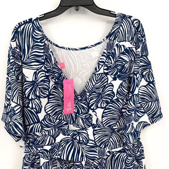 LILLY PULITZER Women's Parigi Romper XL Blue Aegean Navy Beach Path Print NWT - Picture 8 of 14